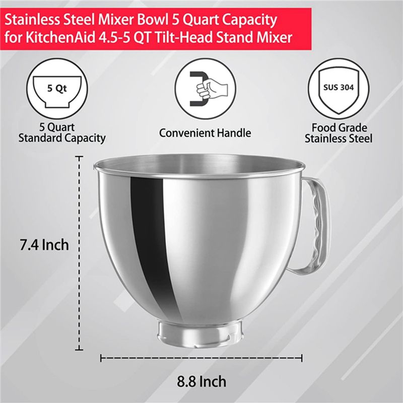 Kitchenaid Mixer Artisan 5Qt - A21T 3X – чаша из нержавеющей